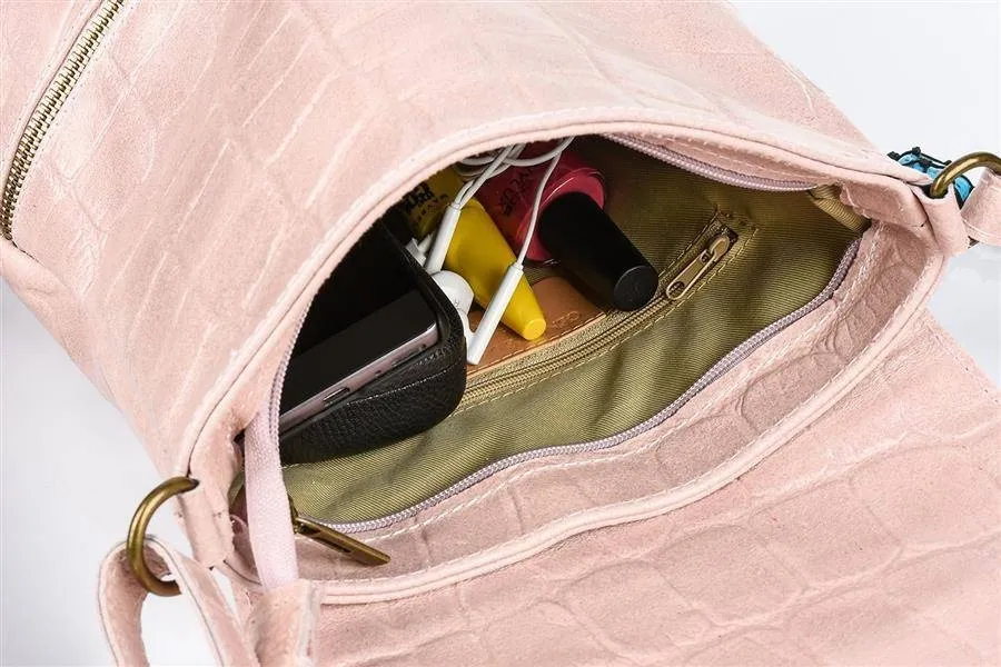 Listonoszka skórzana VERA PELLE B69 różowa