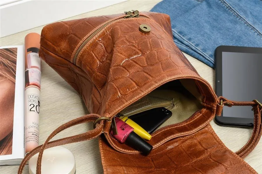 Listonoszka skórzana VERA PELLE B69 camelowa