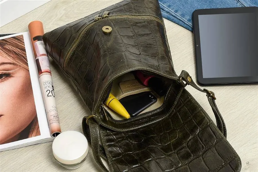 Listonoszka skórzana VERA PELLE B69 khaki