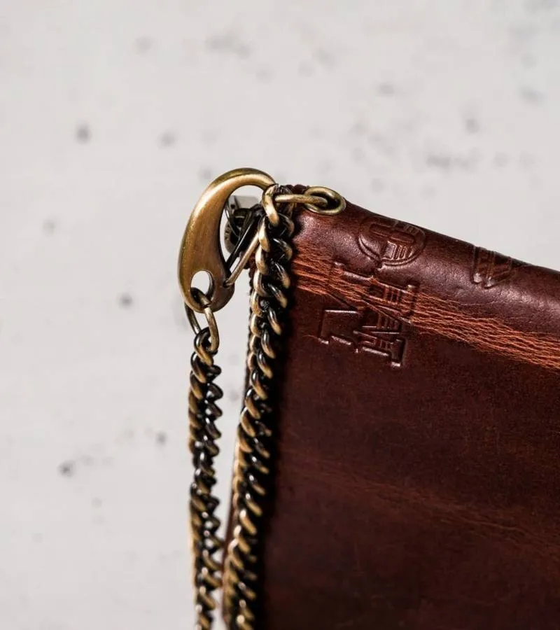 Portfel męski z łańcuchem Peterson brązowy PTN N992C-09-HWM-