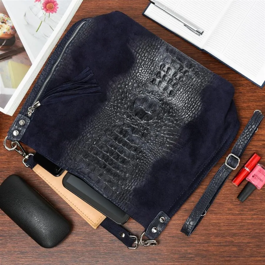 Shopperka skórzana BETLIMORE W10 granatowa