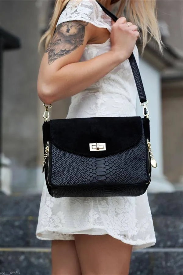 Listonoszka skórzana VERA PELLE T96 śliwkowa