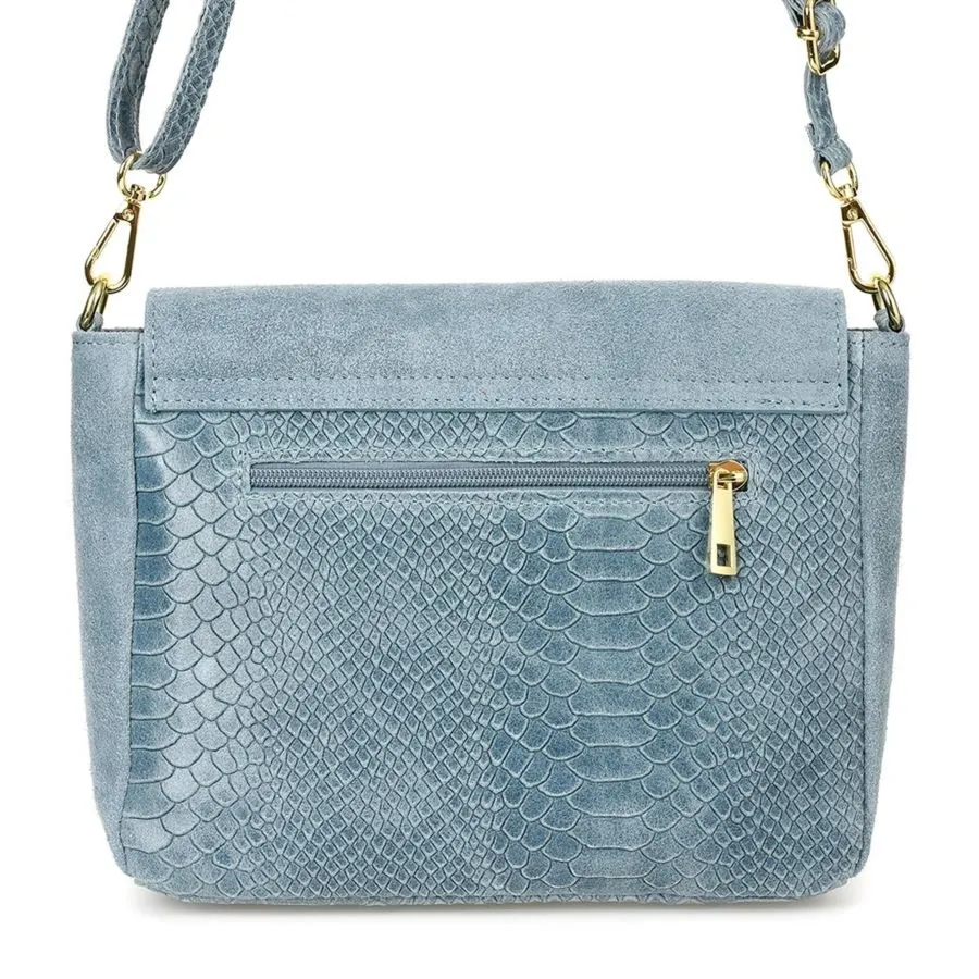 Listonoszka skórzana VERA PELLE T96 niebieski jeans