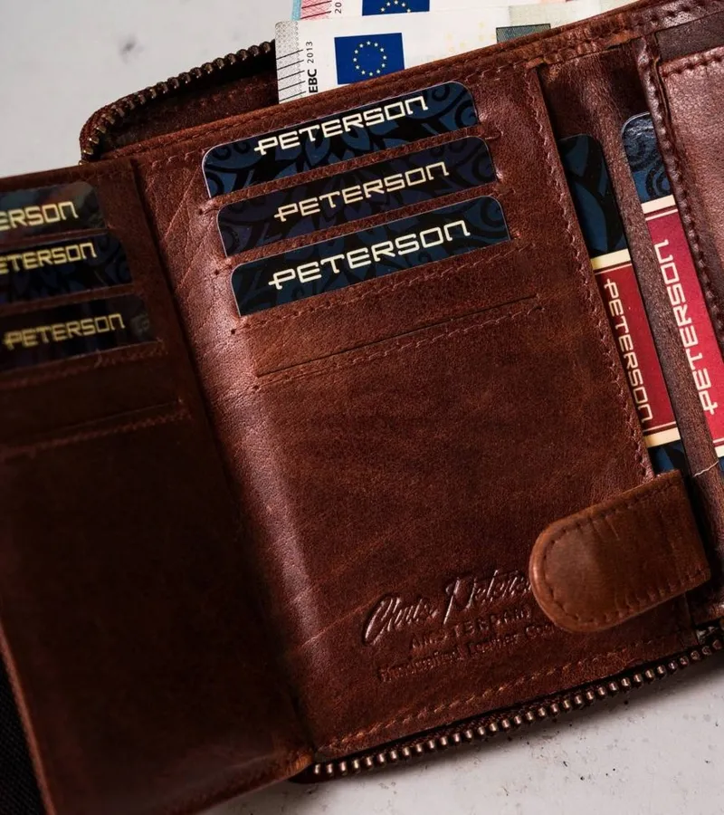 Portfel skórzany Peterson brązowy [DH] PTN N4C-03-HWM-1247