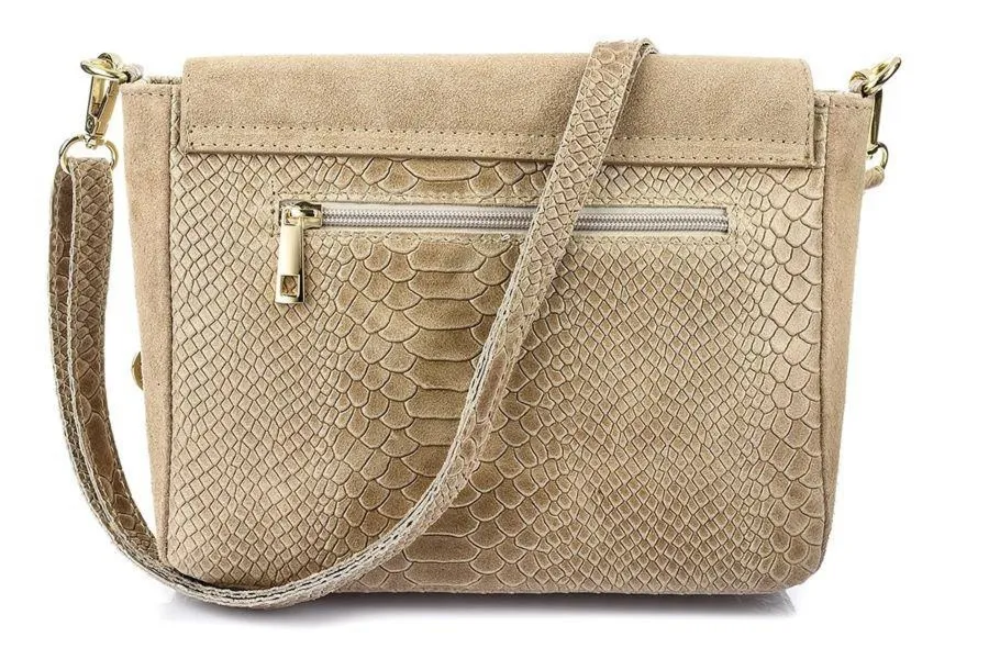 Listonoszka skórzana VERA PELLE T96 beżowa