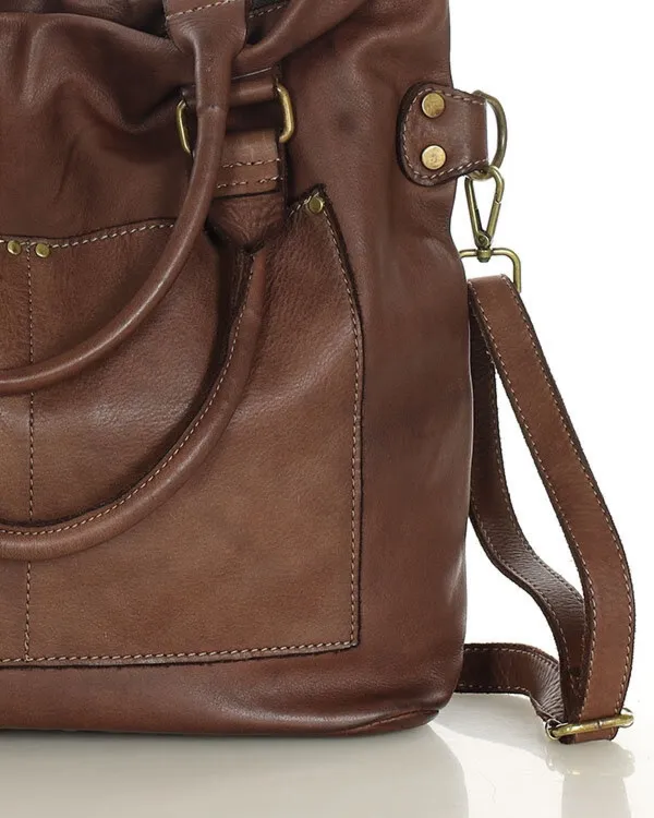 Shopperka skórzana MARCO MAZZINI czekoladowa v7t