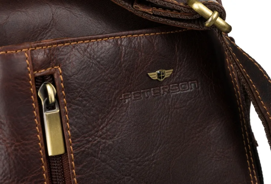 Listonoszka skórzana Peterson PTN TB-7032-COM COGNAC koniakowa