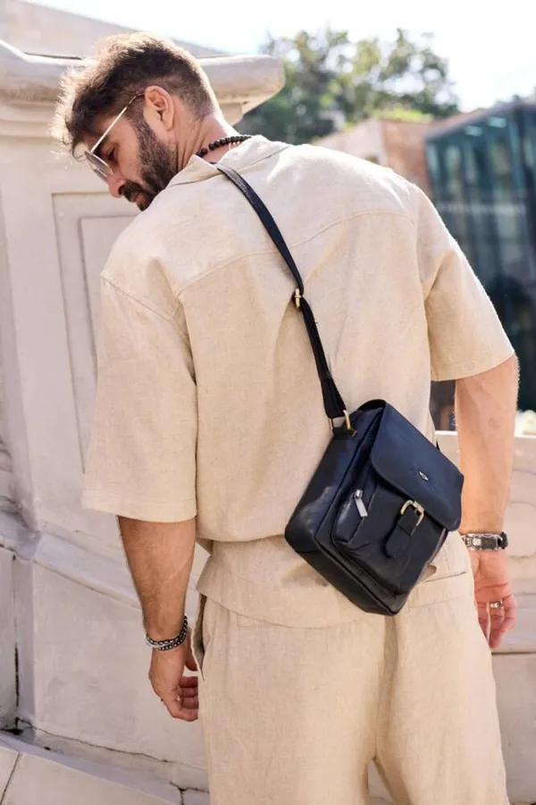 Listonoszka skórzana Peterson PTN TB-012-COM BLACK czarna