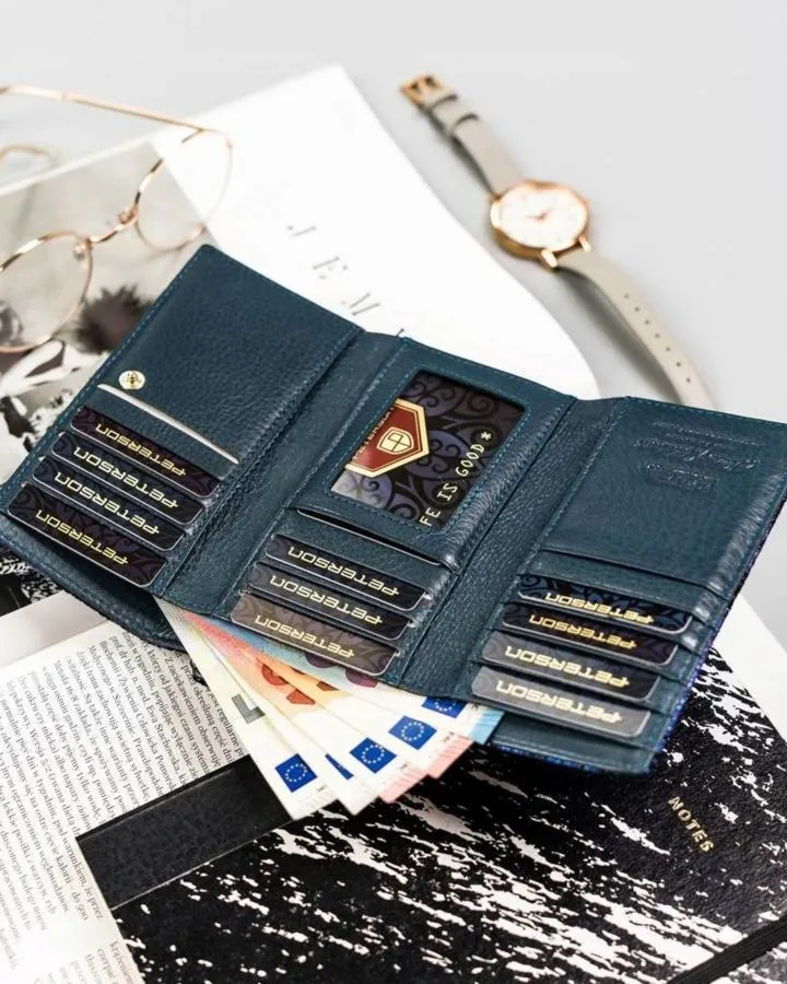 Portfel skórzany Peterson niebieski PTN 42108-ONBF