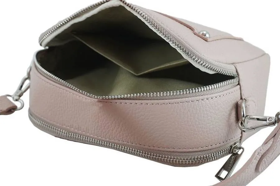 Listonoszka skórzana BARBERINI'S pudrowa 707-18