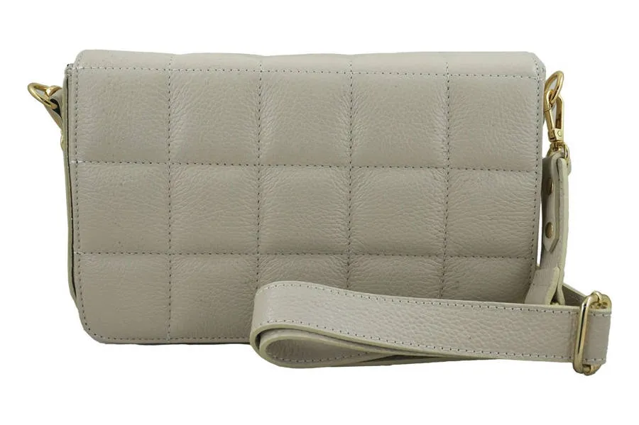 Pikowana listonoszka skórzana BARBERINI'S j. beżowa 932-10