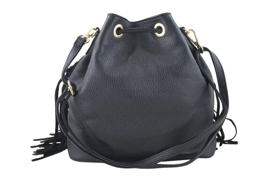 Listonoszka skórzana boho BARBERINI'S czarna 941-1