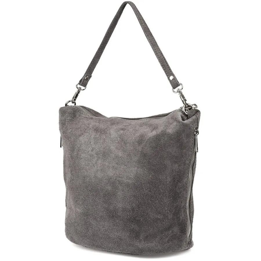 Listonoszka skórzana Vera Pelle W17 szara