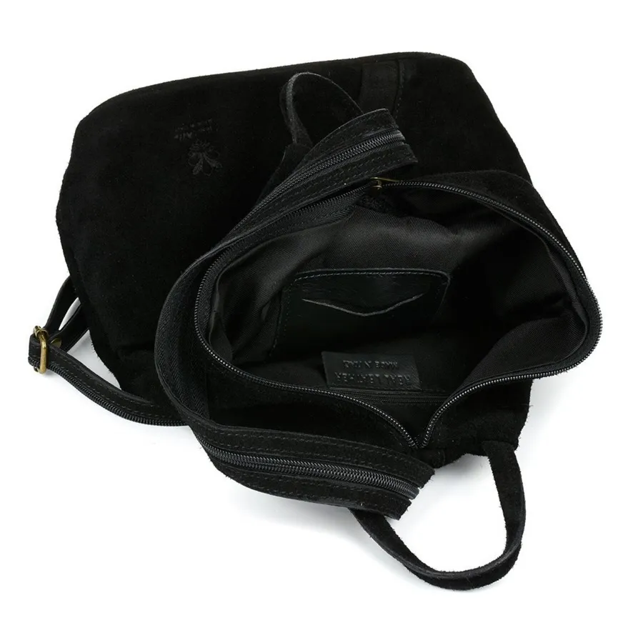 Zamszowy plecak damski czarny Vera Pelle T53