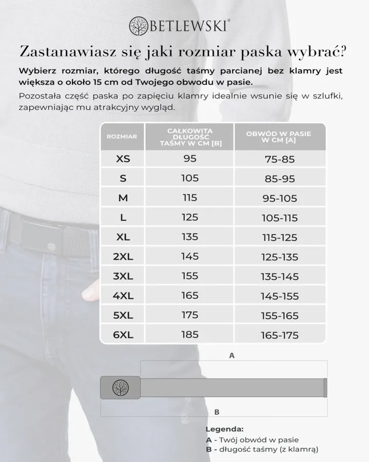 Pasek parciany BETLEWSKI PRC33-02_G 2XL granatowy