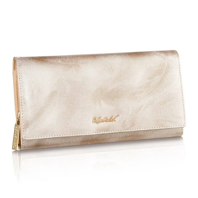 Portfel damski skórzany BETLEWSKI srebrny BPD-FTS-106