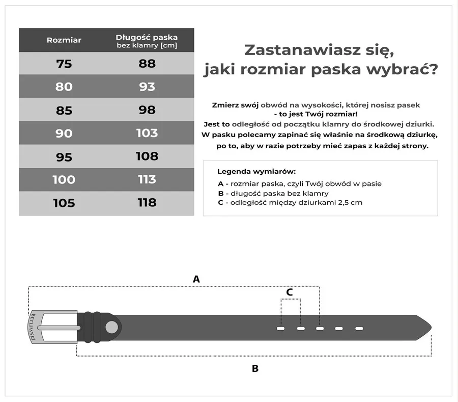 Pasek damski BETLEWSKI Czarny 100