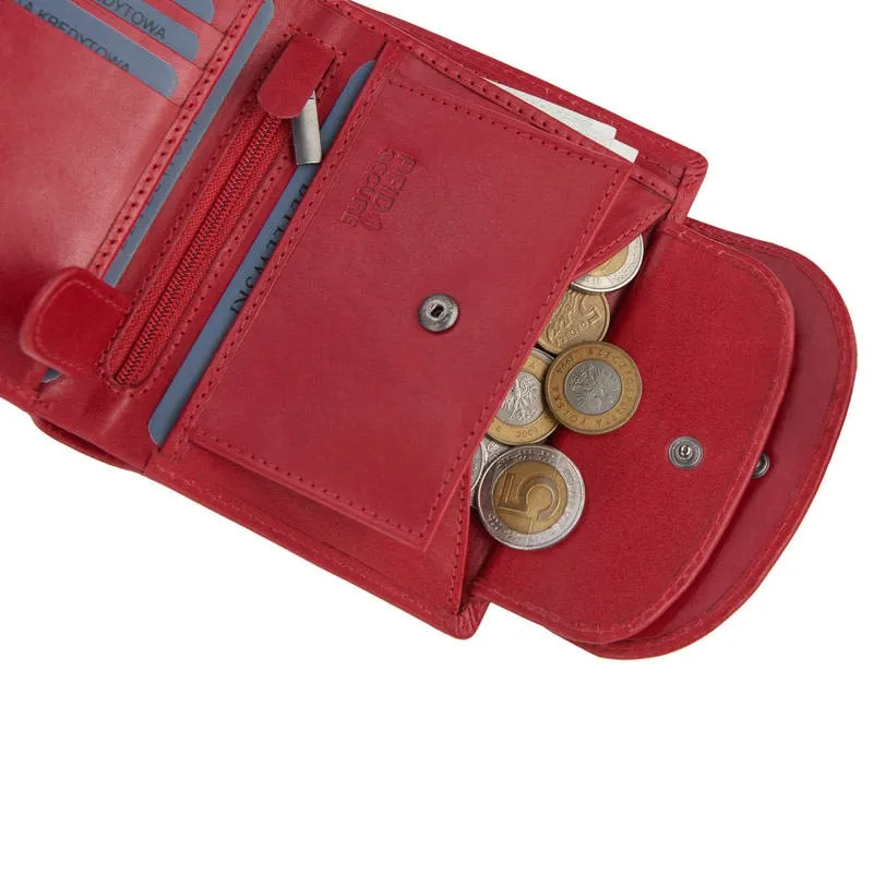 Portfel skórzany BETLEWSKI czerwony BPD-NVTC-357 RED