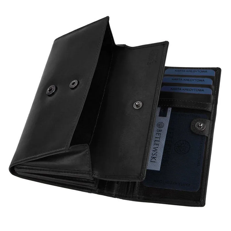 Portfel skórzany BETLEWSKI czarny BPD-NVTC-10 BLACK