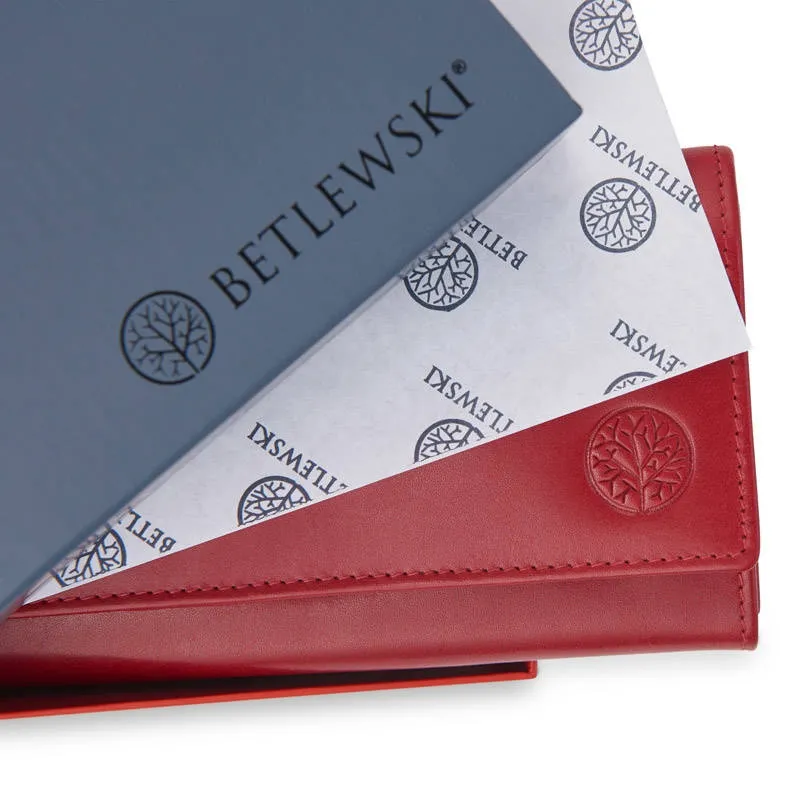 Portfel skórzany BETLEWSKI czerwony BPD-NVTC-10