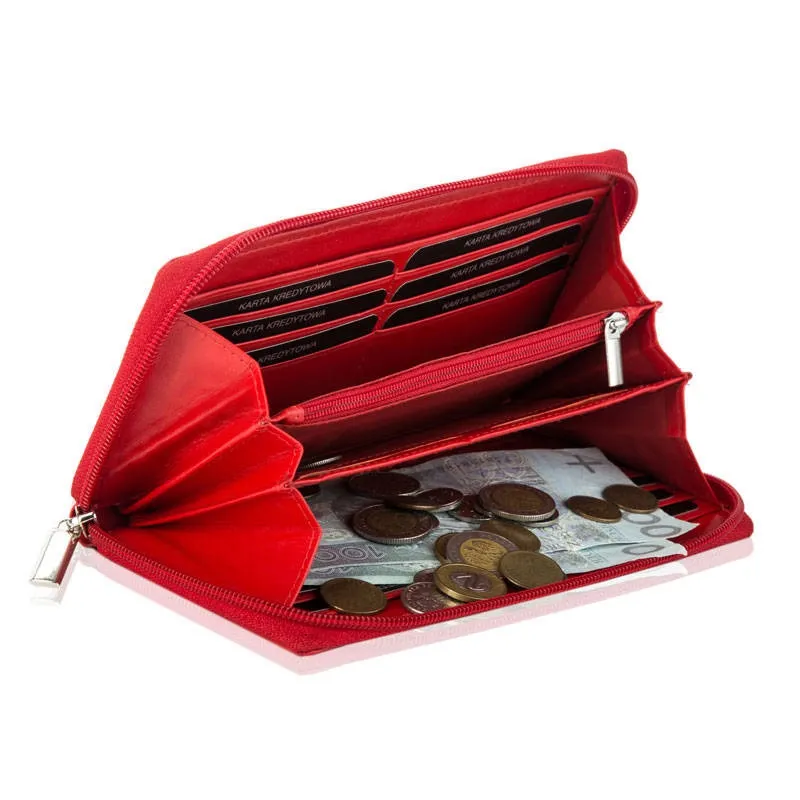 Portfel skórzany BETLEWSKI BPD-DZ-360 CZERWONY