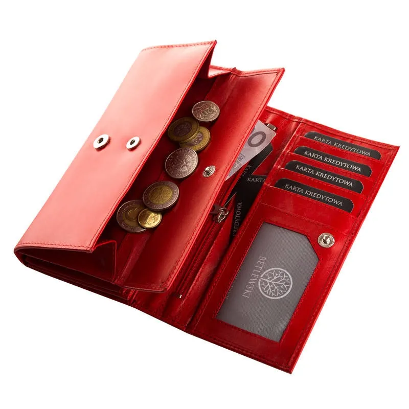Portfel skórzany BETLEWSKI BPD-DZ-12 CZERWONY