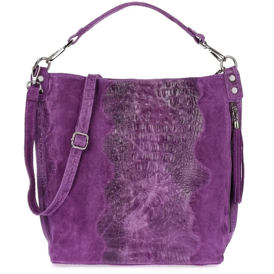Shopperka skórzana BELTIMORE W10 fioletowa