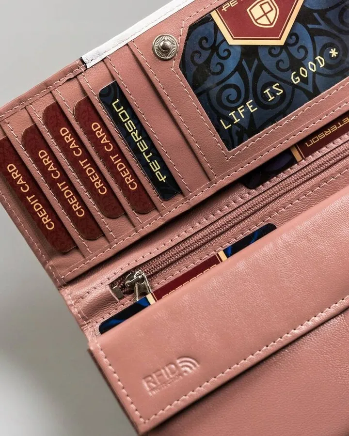 Portfel skórzany Peterson [DH] PTN RD-12-GCL-S różowy