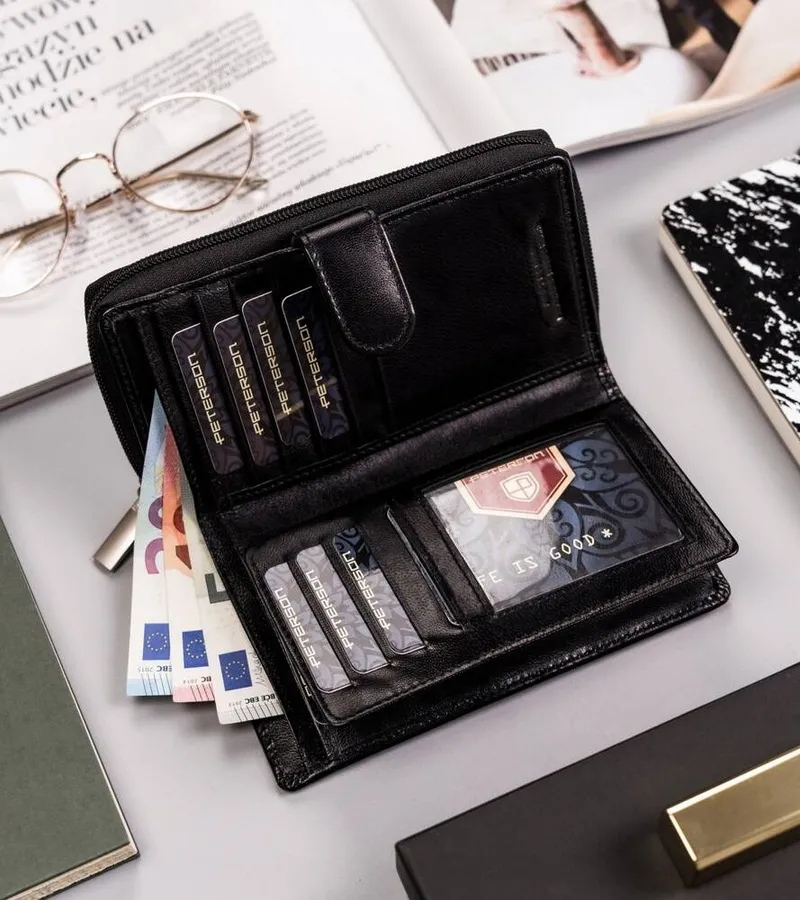 Portfel skórzany Peterson [D] PTN RD-42-GCL czarny