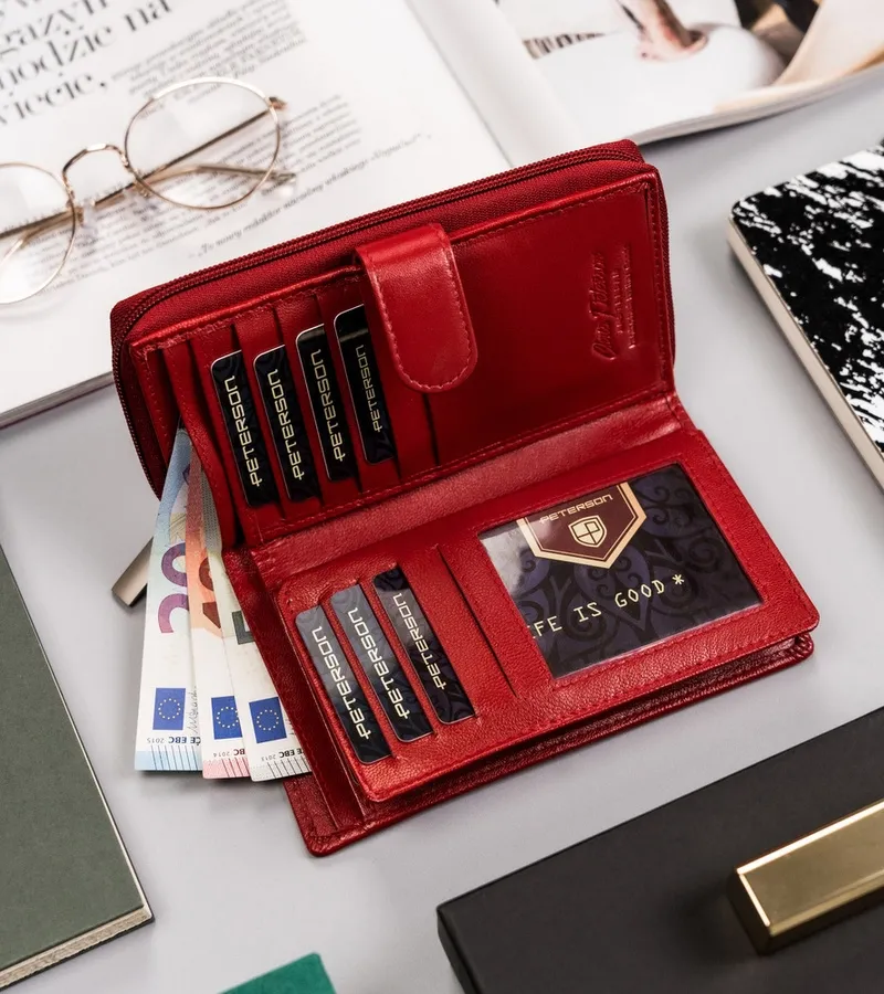 Portfel skórzany Peterson [D] PTN RD-42-GCL czerwony