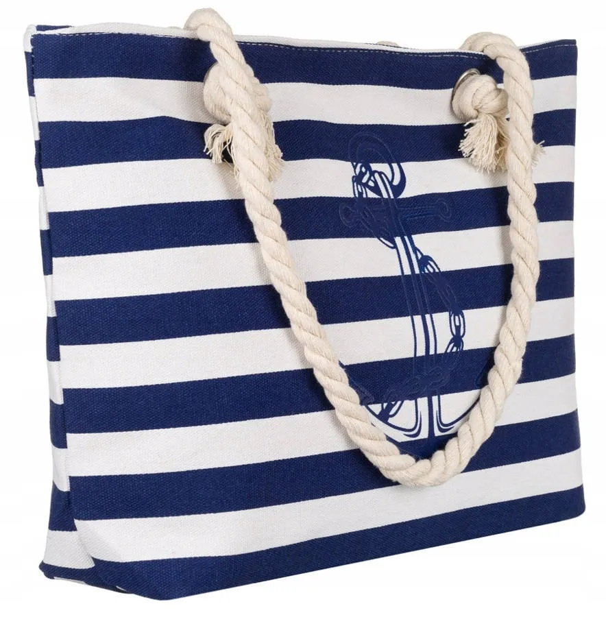 Torba plażowa shopperka [DH] 304 biało-niebieska