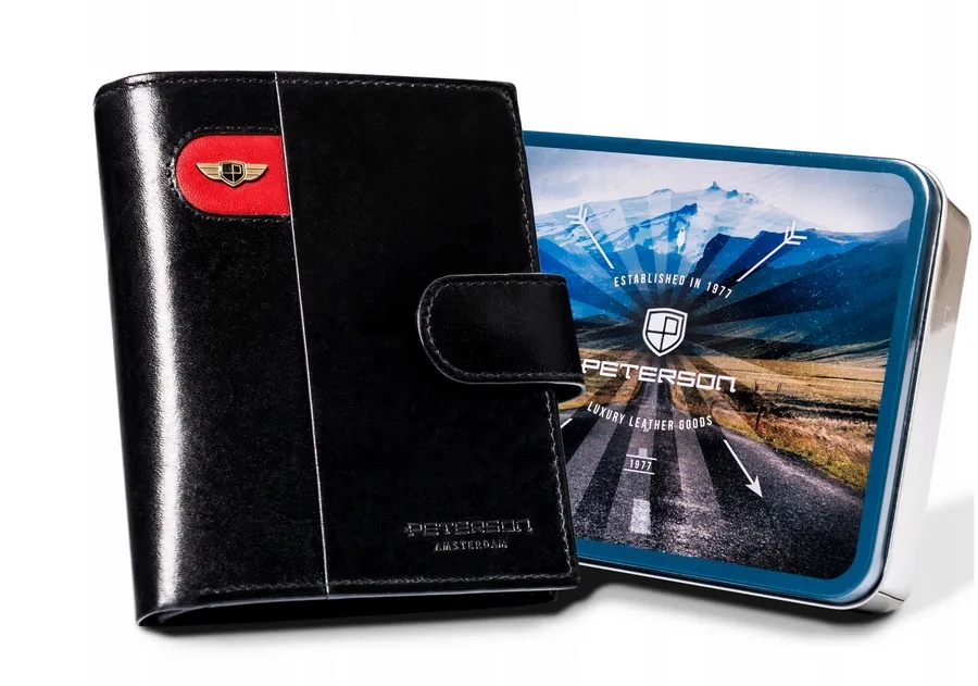 Portfel skórzany Peterson [D] PTN 22311L-VT-E czarny