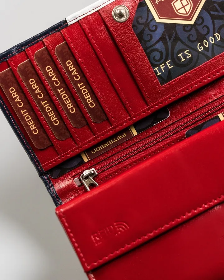 Portfel skórzany Peterson [DH] PTN RD-12-GCL-S czerwony