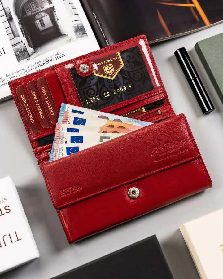 Portfel skórzany Peterson [DH] PTN RD-08-GCL-S czerwony