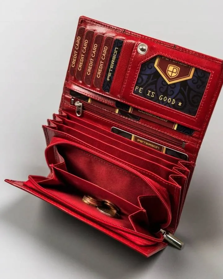 Portfel skórzany Peterson [DH] PTN RD-07-GCL-S czerwony