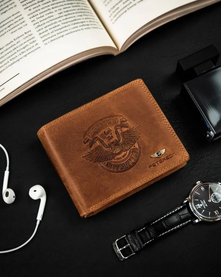 Portfel skórzany Peterson [DH] PTN N992C-CHM brązowy tłoczenie 04