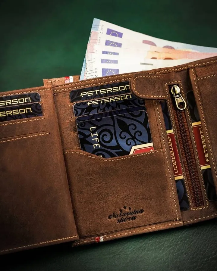 Portfel skórzany Peterson PTN 317PW-03 2-1-4 brązowy