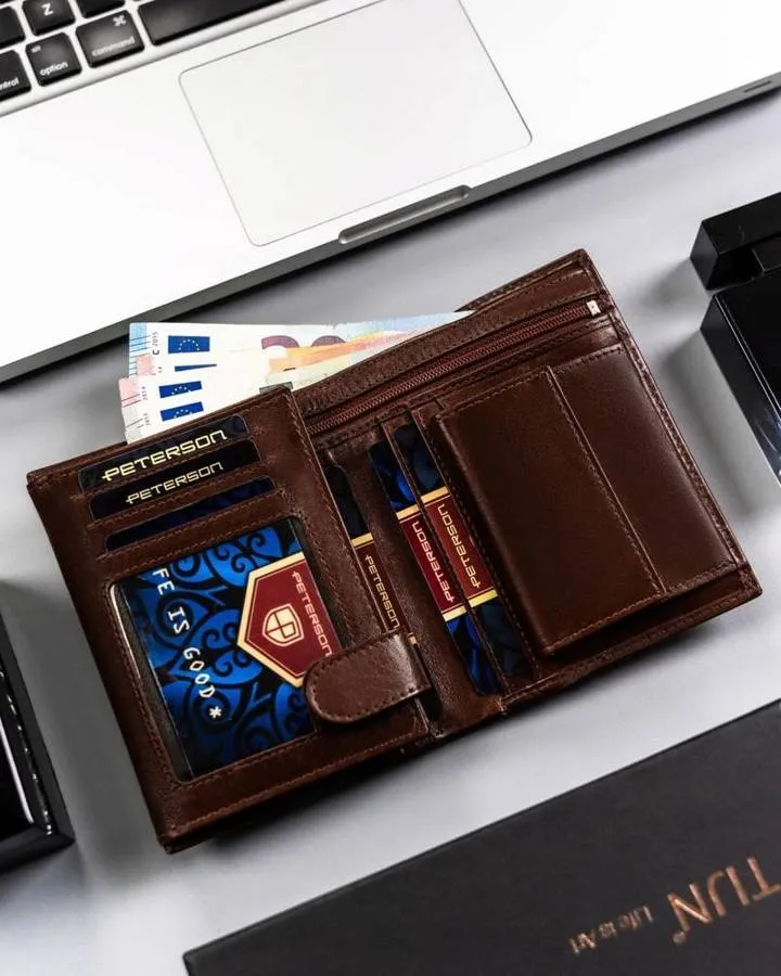 Portfel skórzany Peterson PTN 22308-VT brązowy