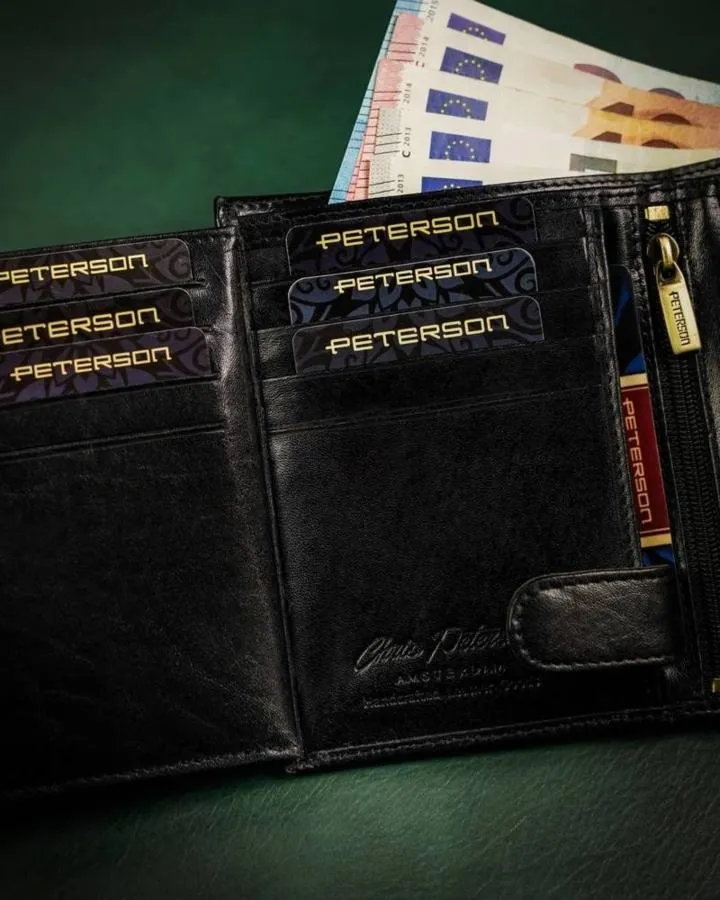 Portfel skórzany Peterson [DH] PTN N62L-VT czarny