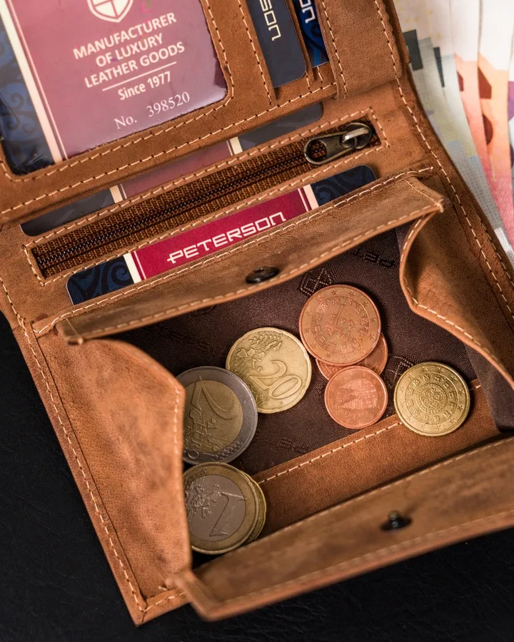 Portfel skórzany Peterson PTN 324 2-1-5 brązowy