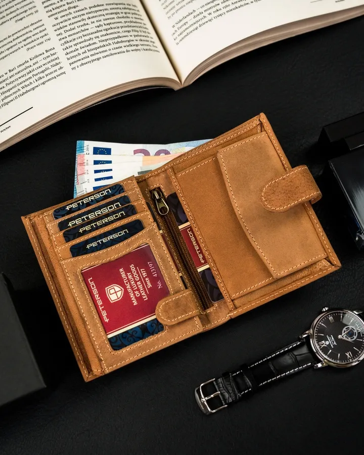 Portfel skórzany Peterson PTN 333Z 2-1-5 brązowy
