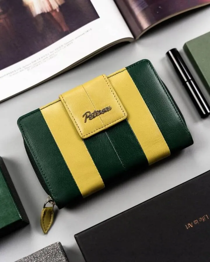 Portfel skórzany Peterson PTN KA-18 żółto-zielony