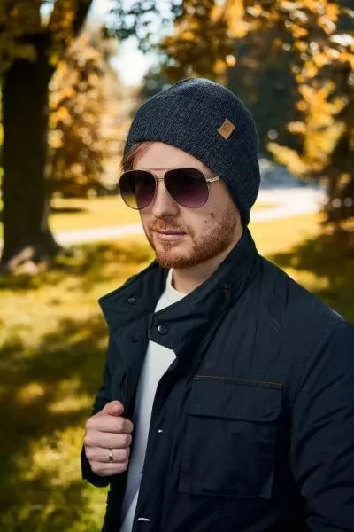 Zimowa czapka męska Brødrene cz8 granatowa 9922