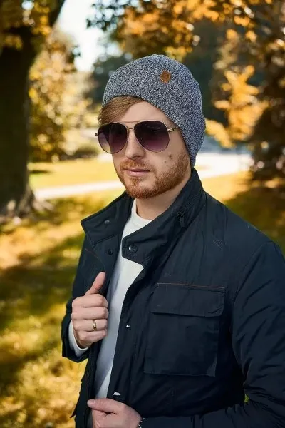 Ciepła zawijana czapka Brødrene cz8 j. szara 9922