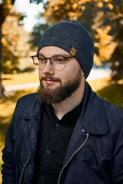 Zimowa czapka męska z polarem Brødrene cz1 granatowa 9912