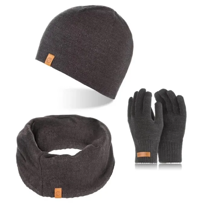 Zestaw zimowy Brødrene czapka komin rękawiczki c. szary 103156