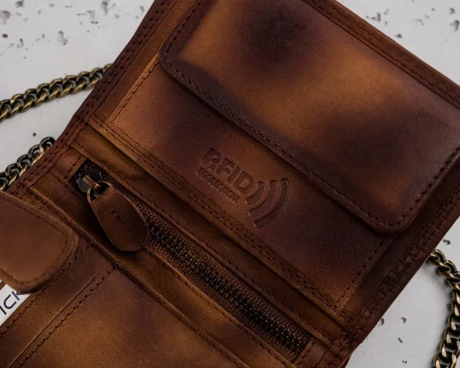 Portfel skórzany N4C-VIN-09 tłoczony brązowy