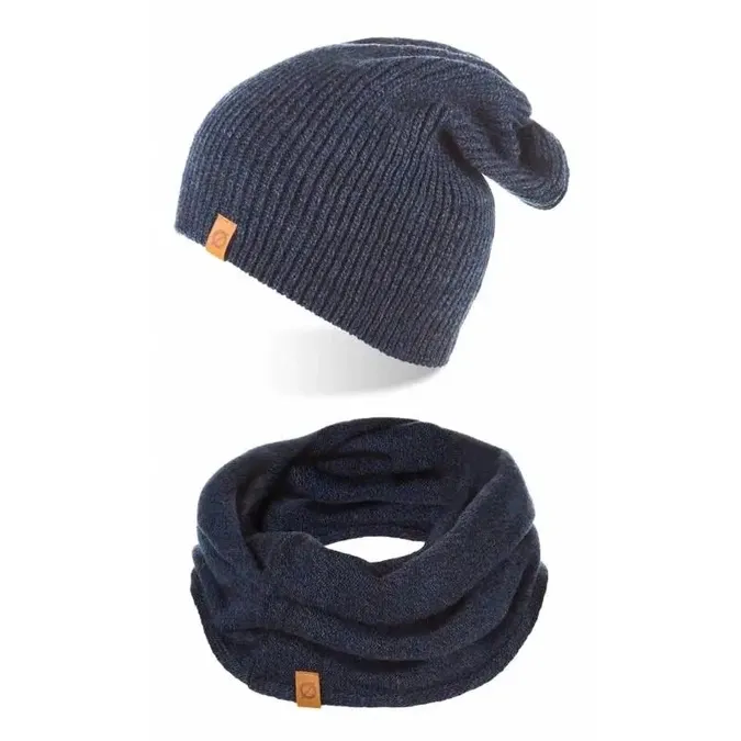 Zestaw zimowy Brødrene czapka komin 103128 granatowy