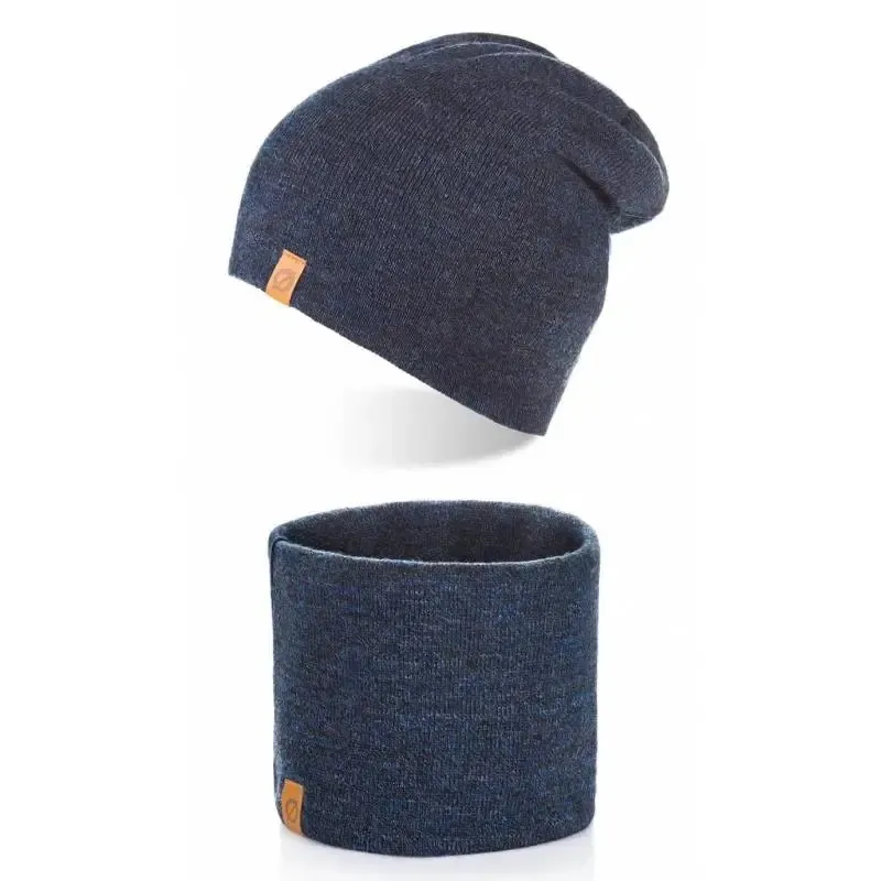 Zestaw męski Brødrene czapka komin 103118 granatowy