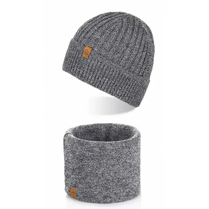 Zestaw zimowy Brødrene czapka komin 103122 j. szary